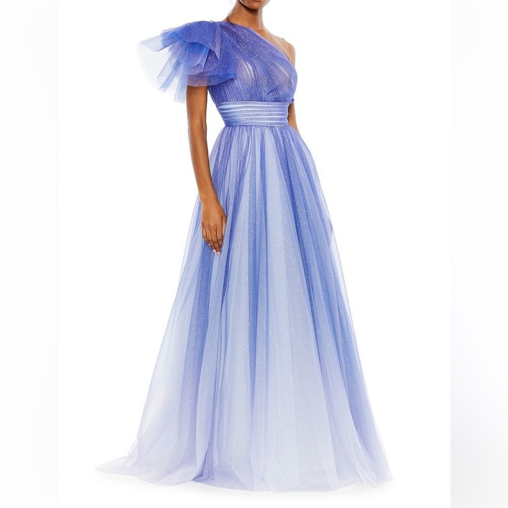 Mac Duggal Sparkle One-Shoulder Tulle Ball Gown -Size 12